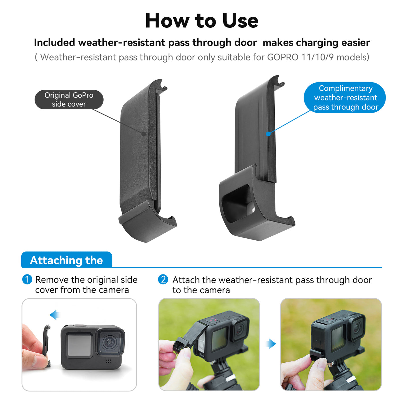 TELESIN Selfie Stick 10000mAh Battery with USB-C Cable for Action Camera