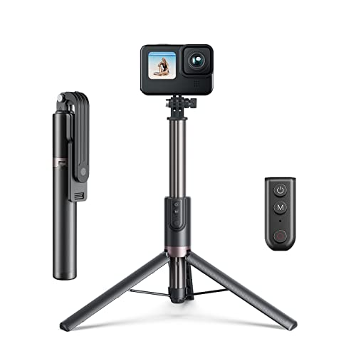 TELESIN 1.3m Wireless Remote Control Selfie Stick for GoPro HERO12 HERO11 HERO10 HERO9 Max with Phone Holder Clip and Tripod for Action Camera Mobile Phone