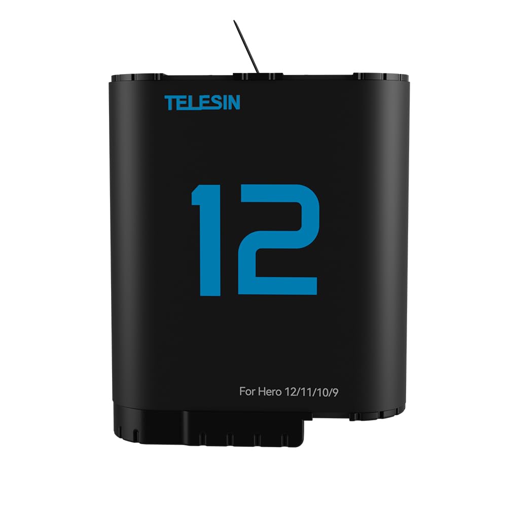 TELESIN Battery for GoPro HERO12 HERO11 HERO10 HERO9 Black | Camera Battery for GoPro 12 11 10 9 - Black