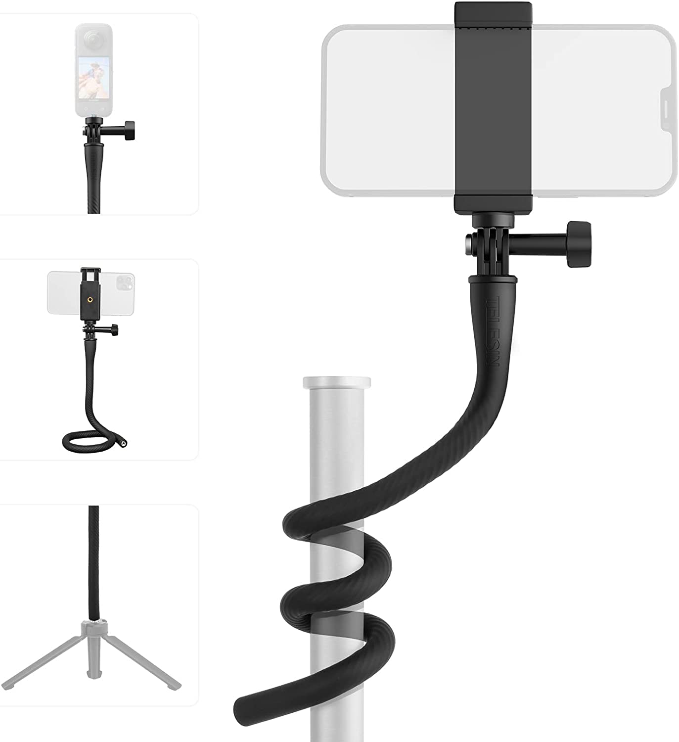 TELESIN Flexible Mount with Phone Holder for Action Camera and Mobile Phone