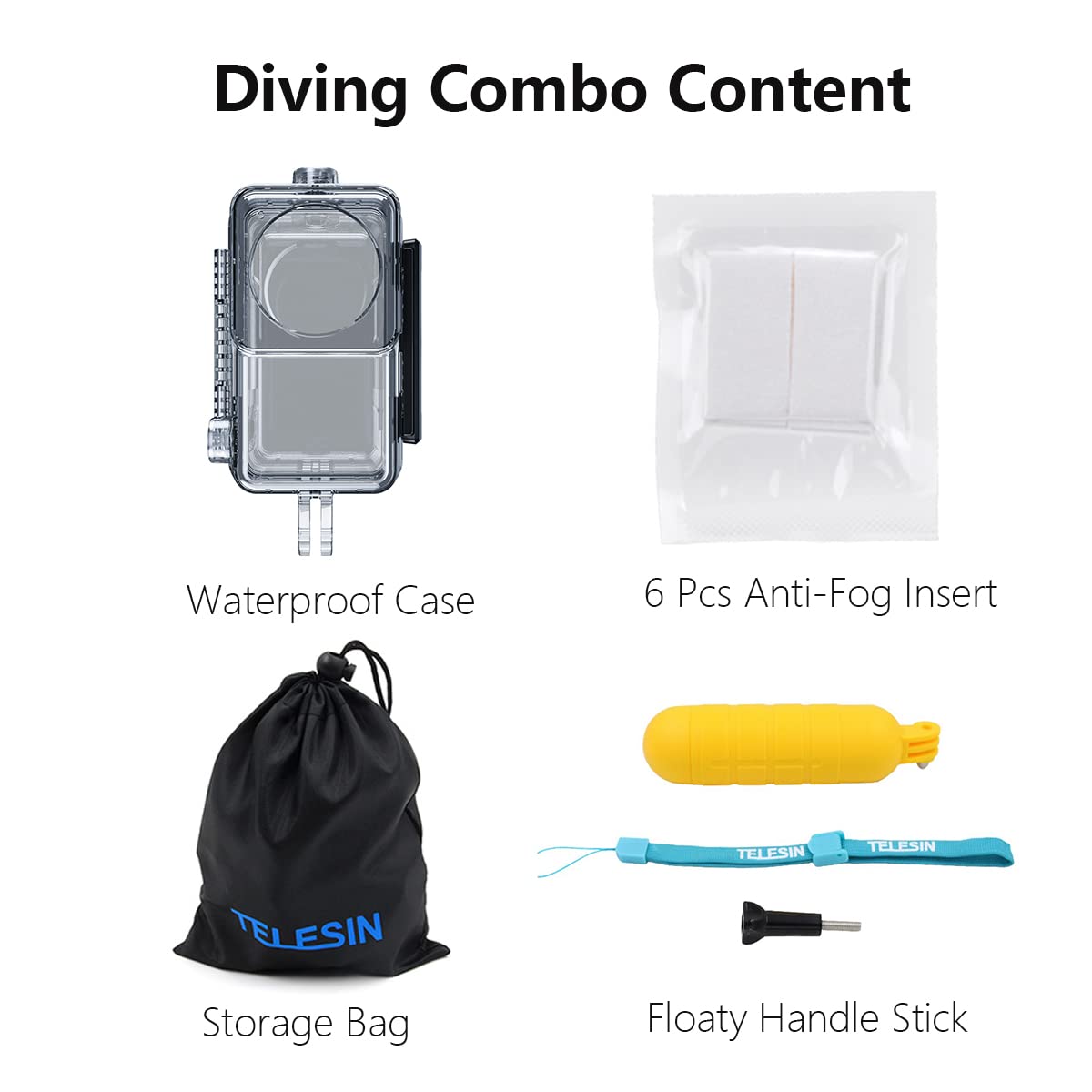 TELESIN Waterproof Case for DJI Action 2 Dual-Screen Combo Power Combo Underwater Dive Housing