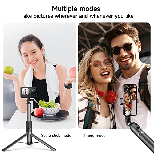 TELESIN 1.3m Wireless Remote Control Selfie Stick for GoPro HERO12 HERO11 HERO10 HERO9 Max with Phone Holder Clip and Tripod for Action Camera Mobile Phone