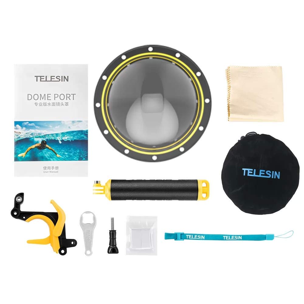 TELESIN Underwater Dome Port For GoPro HERO 11 HERO10 HERO9 With Floating Handle 30M Waterproof Housing