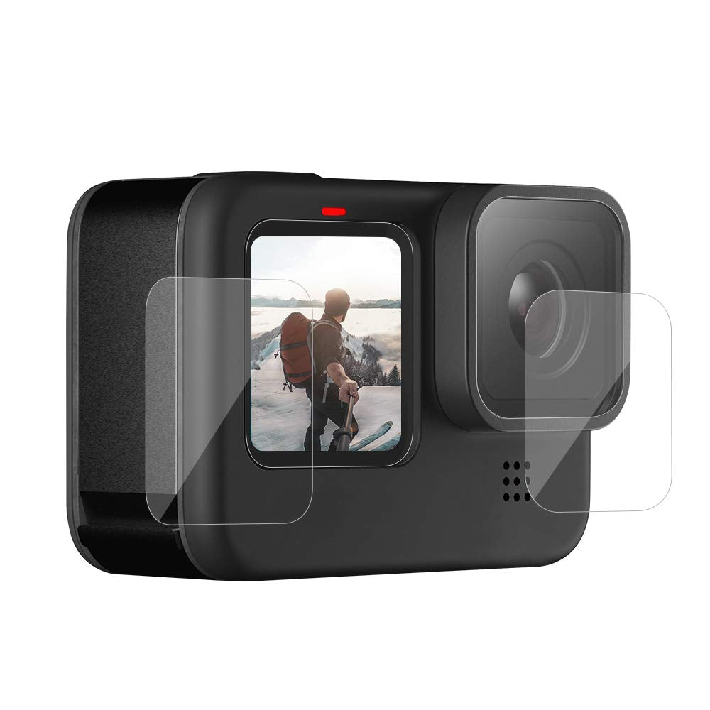 TELESIN Tempered Glass HD Film Screen Protector for GoPro Hero 12 Hero 11 Hero 10 Hero 9 Black Tempered Glass for Screen and Lens, HD Film for Front LCD Display