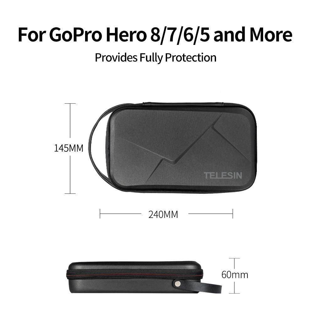 TELESIN Portable Storage Bag Carrying Case Adjustable Space for GoPro HERO 12 11 10 9, DJI Osmo Action/Pocket, Insta360 and Digital Camera Accessories