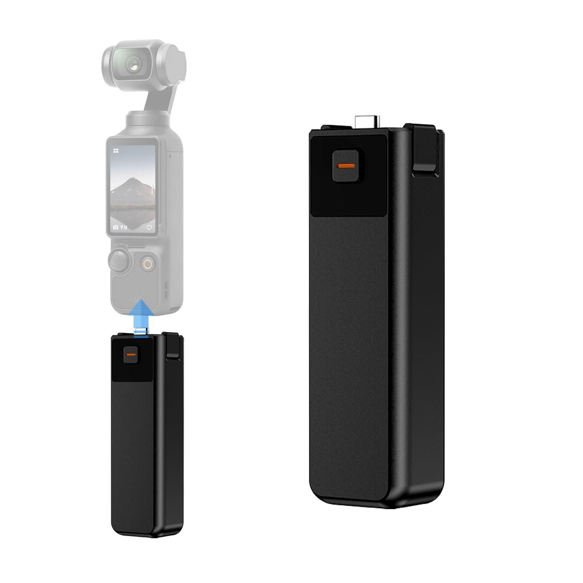 LKTOP Osmo Pocket 3/4 Battery Handle Grip | Built-in 5000mAh Battery 22.5W Fast Charging with Reserved 1/4” Thread Hole Compatible with DJI Pocket 3/4