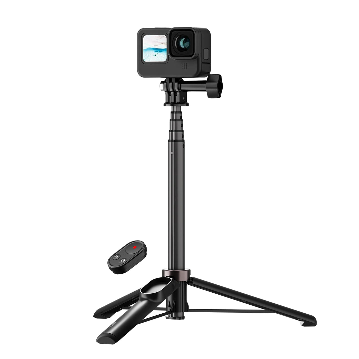 TELESIN Wireless Remote Control Selfie Stick for GoPro HERO13 HERO12 HERO11 HERO10 HERO9 GoPro Max with Phone Holder Clip and Tripod for Action Camera Mobile Phone