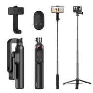 TELESIN Wireless Remote Control Selfie Stick for GoPro HERO13 HERO12 HERO11 HERO10 HERO9 GoPro Max with Phone Holder Clip and Tripod for Action Camera Mobile Phone