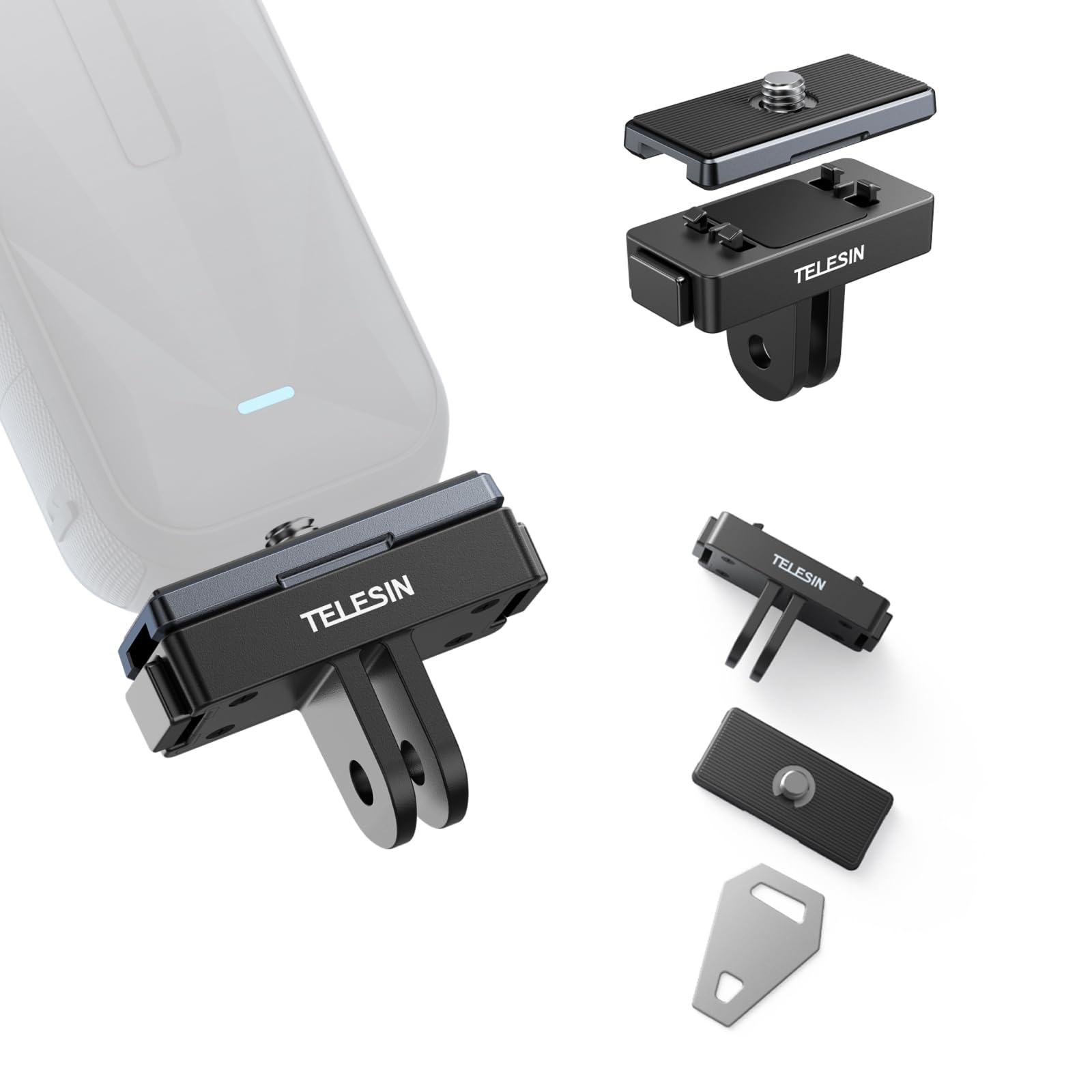TELESIN Magnetic Quick Release Mount Set for Insta360 Ace/Ace Pro/Ace Pro 2, Insta360 X2/X3/X4/X5 | Metal Connection Plate Adapter for Insta 360 Ace Series, X Series Action Camera