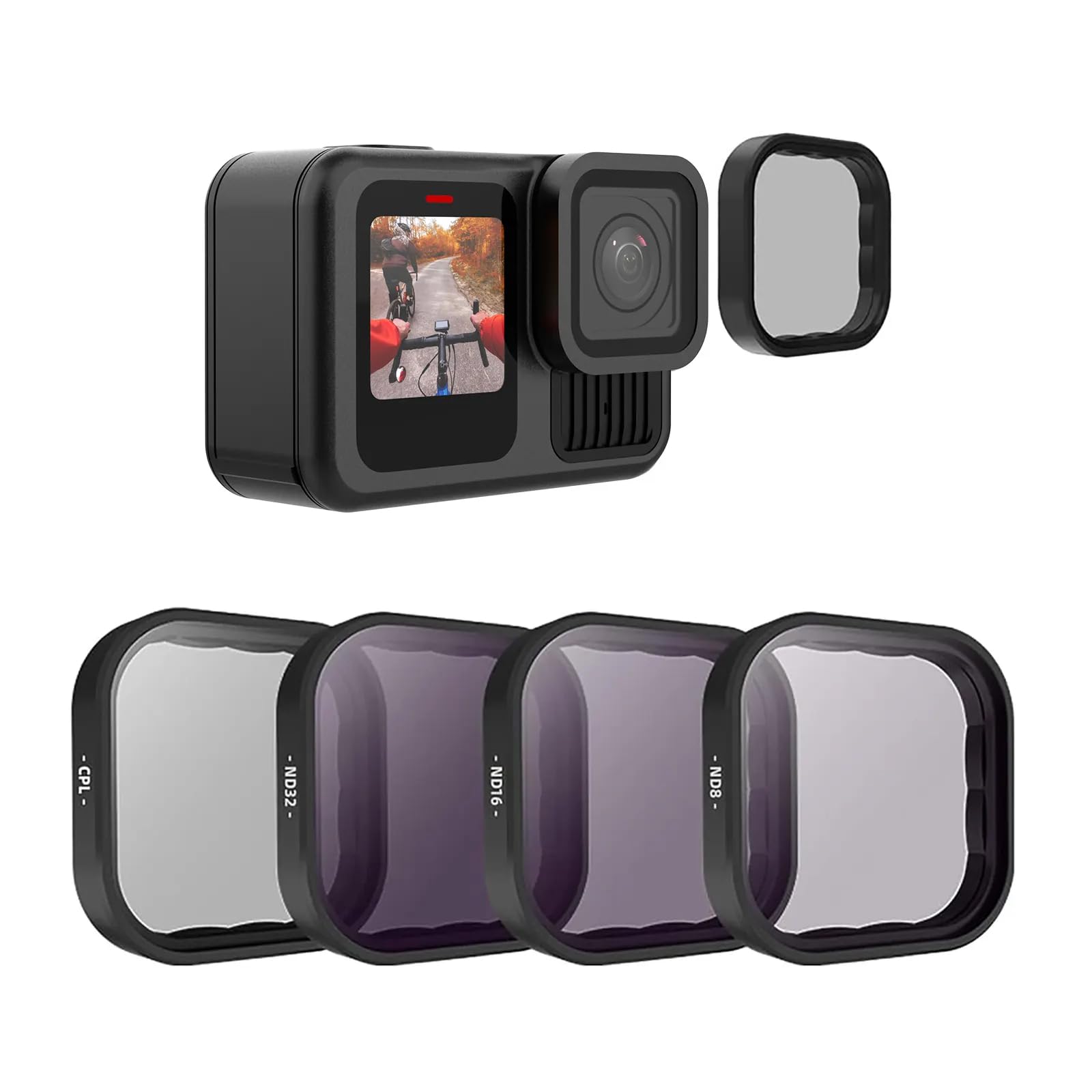 TELESIN 4-Pack CPL / ND8 / ND16 / ND32 Lens Filter Kit for GoPro HERO13 | Neutral Density and Polarizing Filter Kit