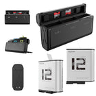 TELESIN 2-Pack Stamina Battery and Pocket Storage Charging Box Bundle for GoPro HERO12/11/10/9 Multifunctional with Flat Design