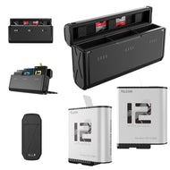 TELESIN 2-Pack Stamina Battery and Pocket Storage Charging Box Bundle for GoPro HERO12/11/10/9 Multifunctional with Flat Design