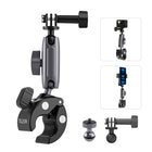 TELESIN Claw Clamp Mount with Dua Ball Head for Action Camera Smartphone, Bike Motorcycle Handlebar Clip 360 Degree Adjustable Magic Arm