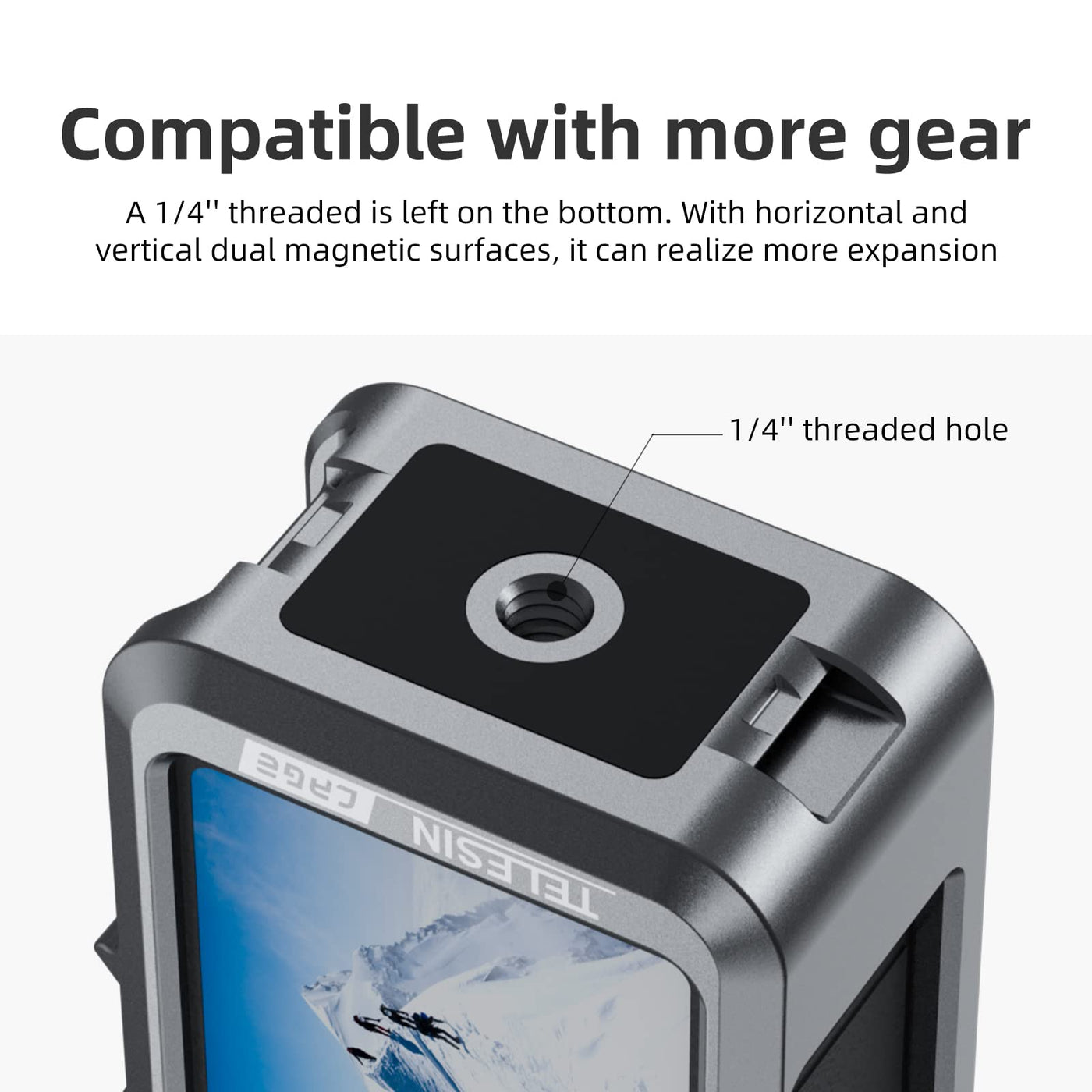 TELESIN Metal Cage for DJI Osmo Action 3 & Action 4 | Quick Release | Dual Cold Shoe Mount | Aluminum Alloy | Vertical & Horizontal Angle