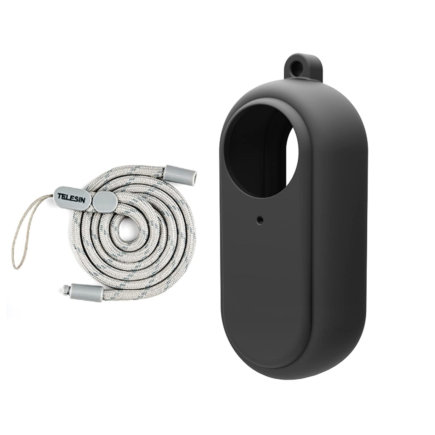 TELESIN Silicon Case for Insta360 GO 2 Rubber Sleeve Case with Lanyard Silicone Protective Cover Insta360 GO2 Accessory - Black