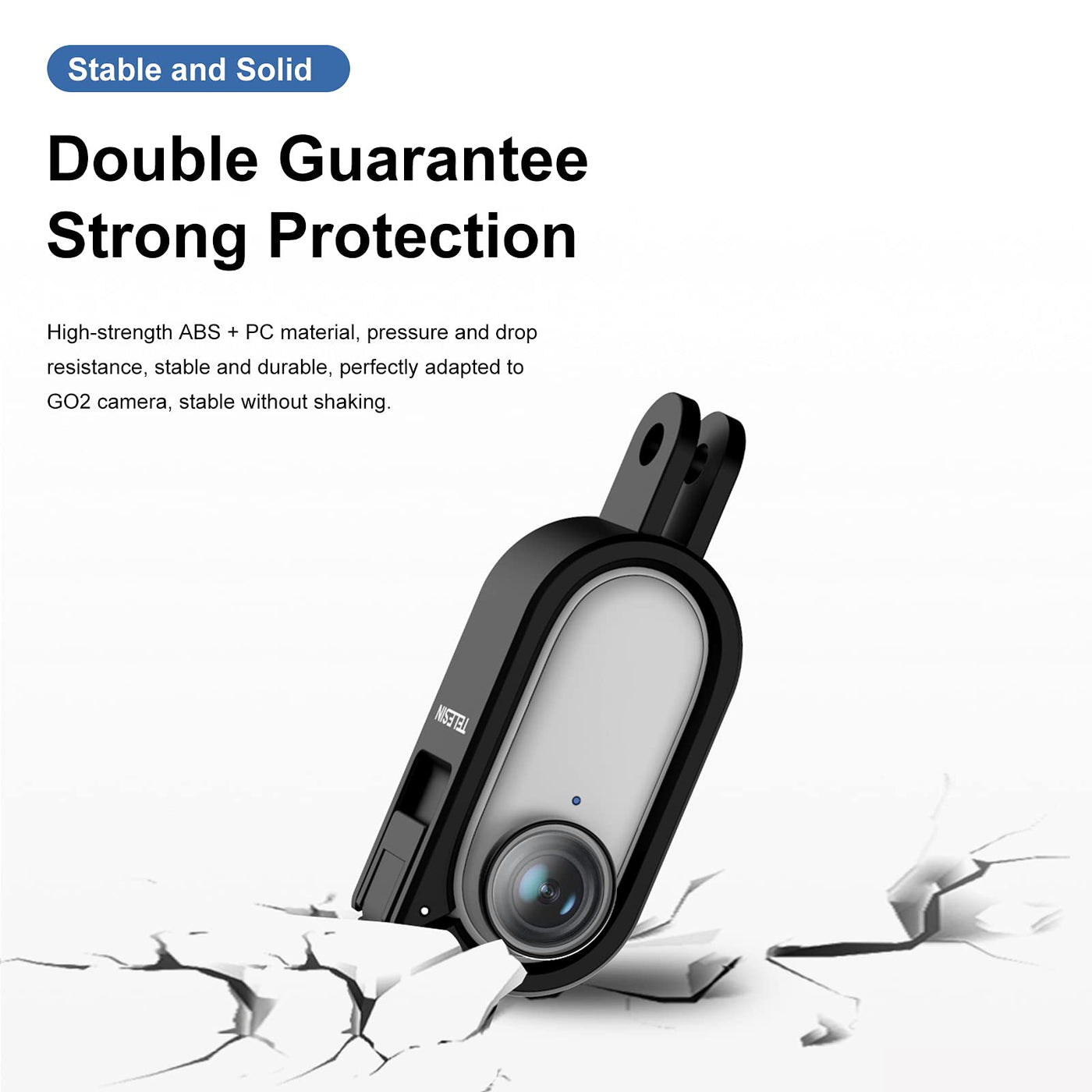 TELESIN Frame Case Mount for Insta360 GO2 Protective Case Camera Adapter with Mobile Base, Fixing Screw - Black