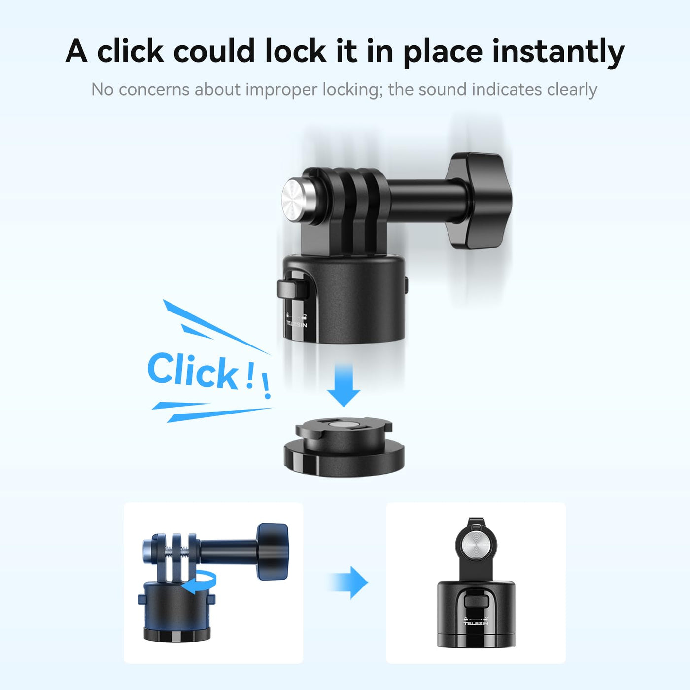 TELESIN Quick Release Mount Adapter Base for GoPro Accessories | Magnetic Camera Tripod Mounts for Insta360 DJI Osmo Pocket DJI Action Camera