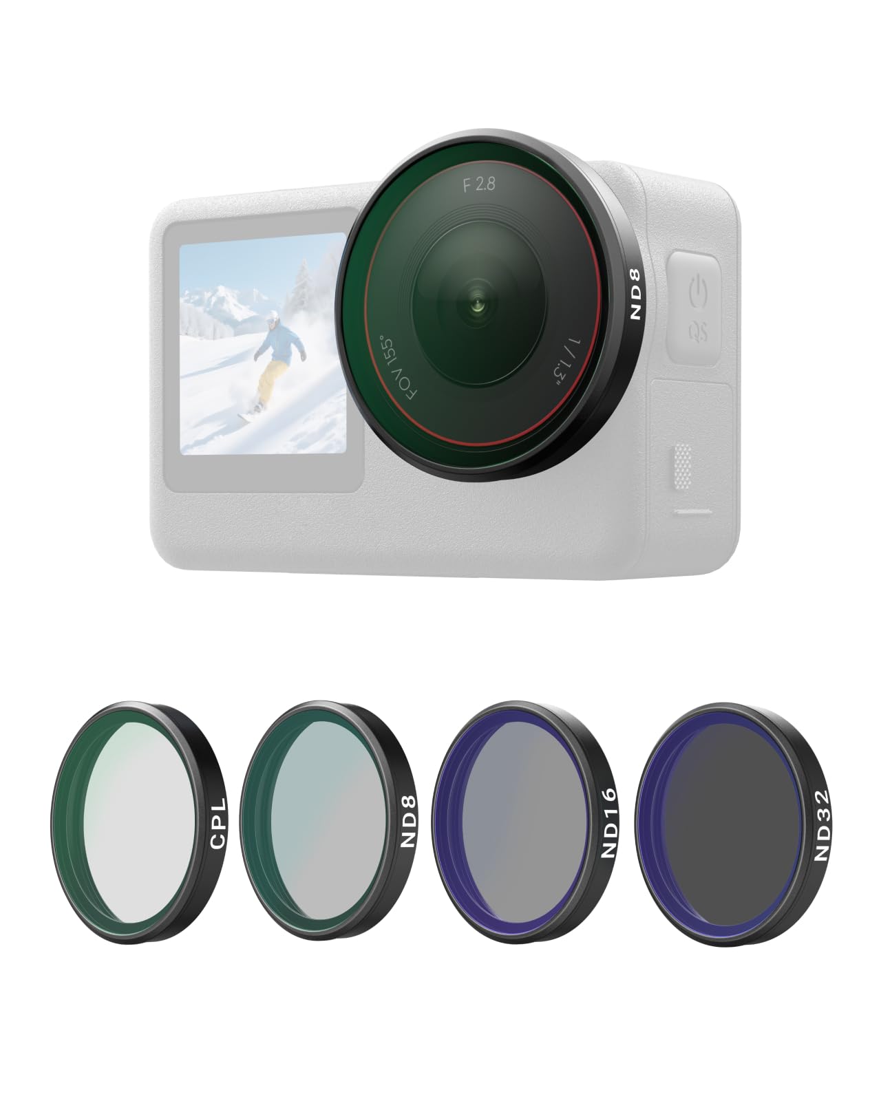 TELESIN 4-Pack CPL ND8 ND16 ND32 Lens Filter Kit for DJI Osmo Action 6 | Polarizing Neutral Density HD Ultra Thin Lens Protector for Action 6