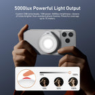 TELESIN Magnetic Mini Flashlight for Phone | Portable LED Flash Light Compatible with MagSafe, 15W 5000Lux 180° Adjustable with Bluetooth Control (White)