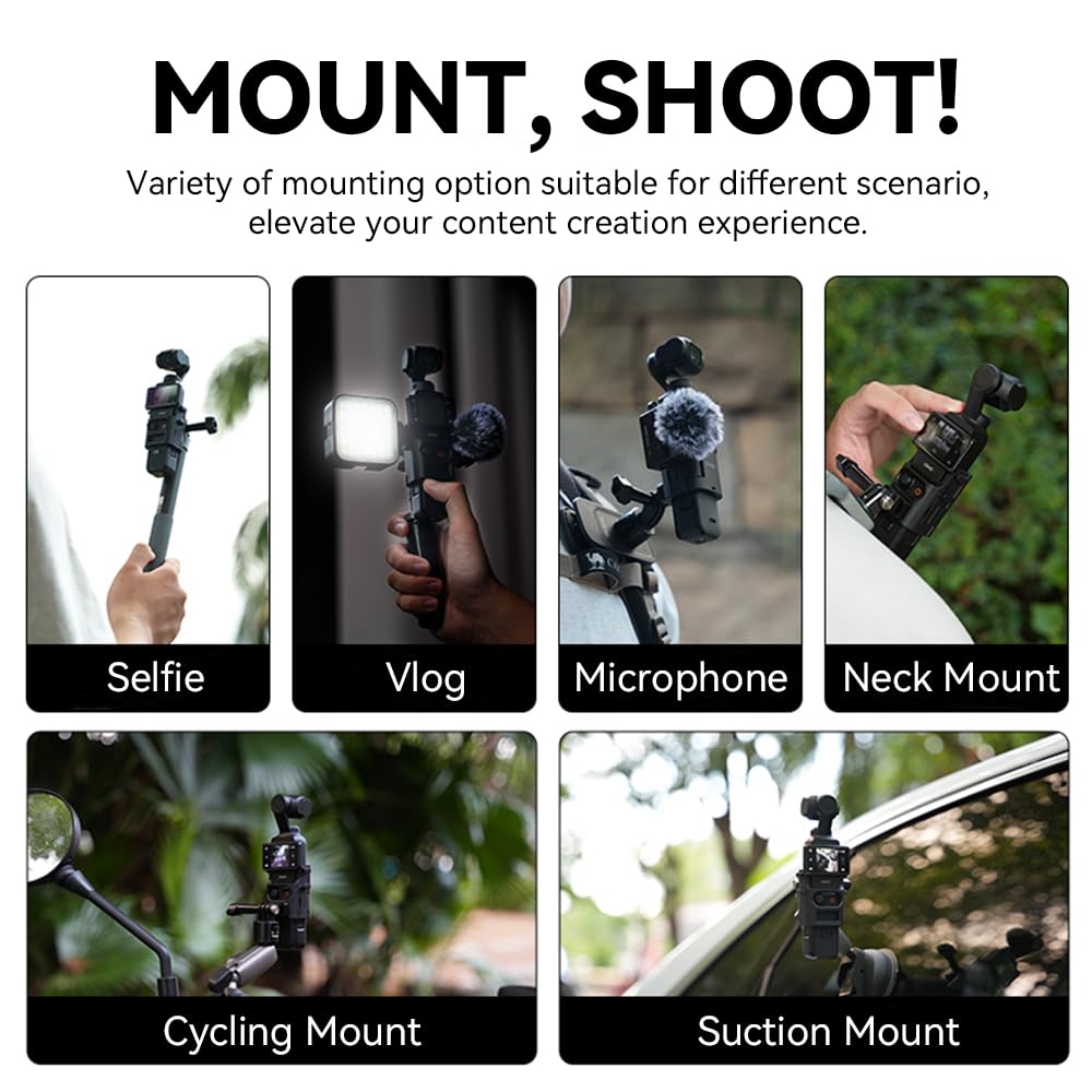 TELESIN Aluminum Alloy Quick Release Extension Frame For DJI Osmo Pocket 3 | Two Claw Adapter 1/4 Screw With Cold Shoe Interface
