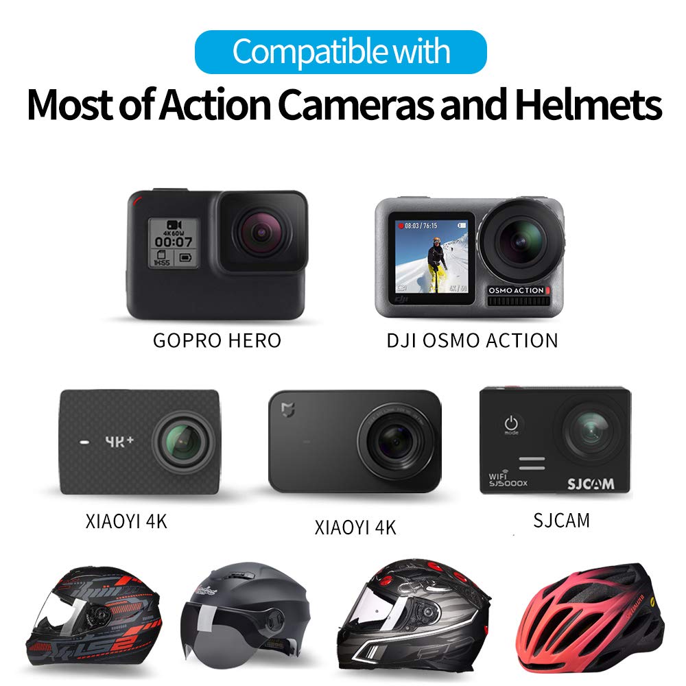 TELESIN Motorcycle Mount Helmet Chin Strap Clip, Dirtbike Bicycle Head Mounts Clamp Holder Attachment for GoPro Max Hero 12 11 10 9 8 7 6 5, Insta360 X2 X3 GO 2 Go 3, AKASO, DJI Action 3 4 Accessories