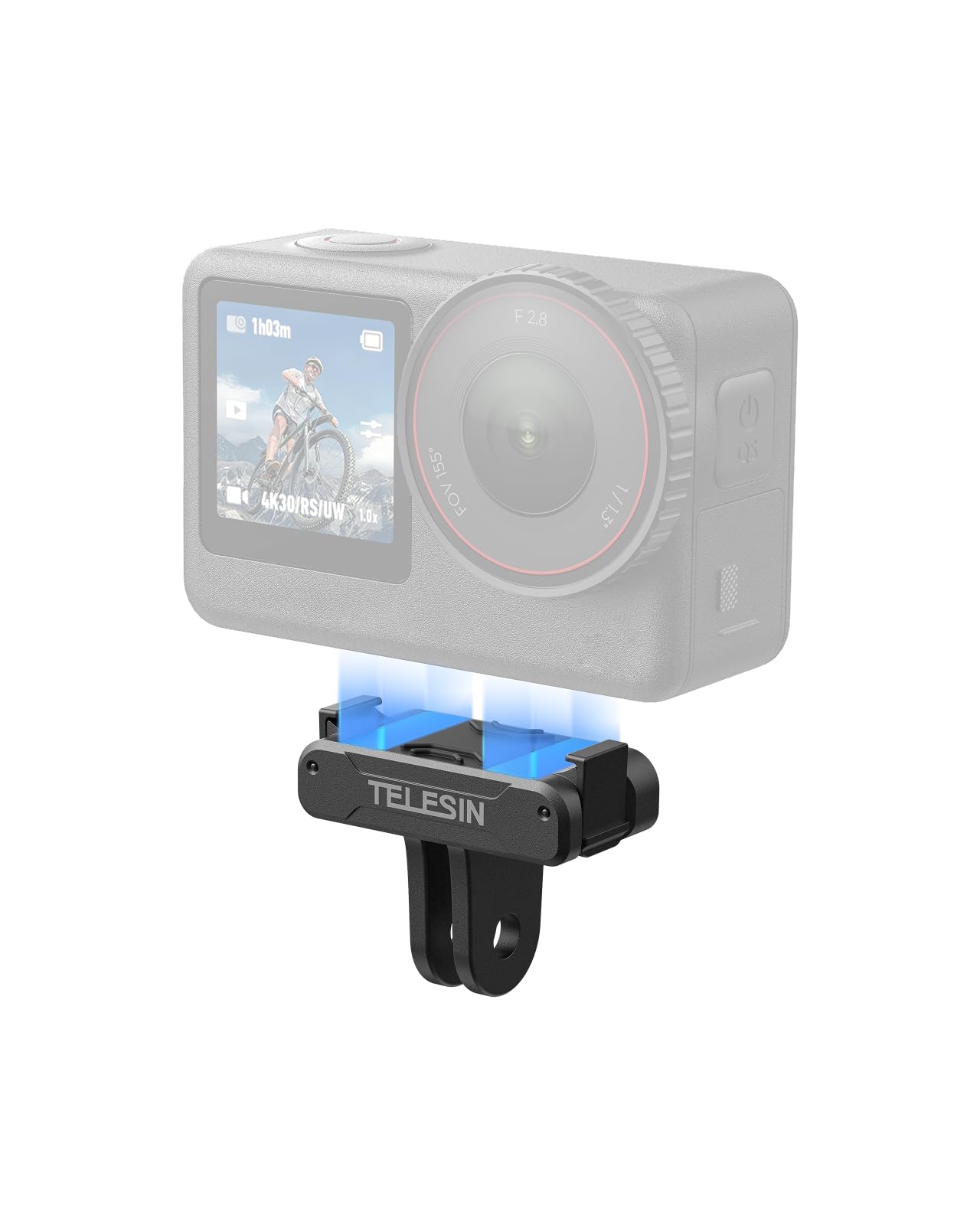TELESIN Magnetic Quick Release Adapter Mount for DJI Osmo Nano, Osmo Action 6 | Adapter Base with Hyper-Magnetic Force and Metal Latches, Shock-Absorbing Silicone Pad for DJI Osmo Nano, Osmo Action 6
