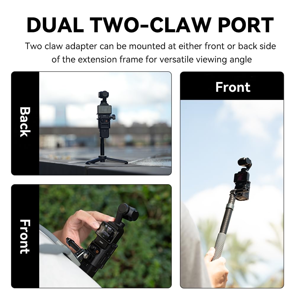 TELESIN Aluminum Alloy Quick Release Extension Frame For DJI Osmo Pocket 3 | Two Claw Adapter 1/4 Screw With Cold Shoe Interface