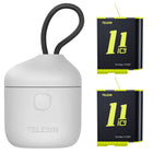 TELESIN 2-Pack Batteries and Allin Box Battery Charger Bundle for GoPro HERO11 HERO10 HERO9 with SD Card Reader Waterproof Storage Carry Case GP-BTR-905-GY-B, HERO11/10/9
