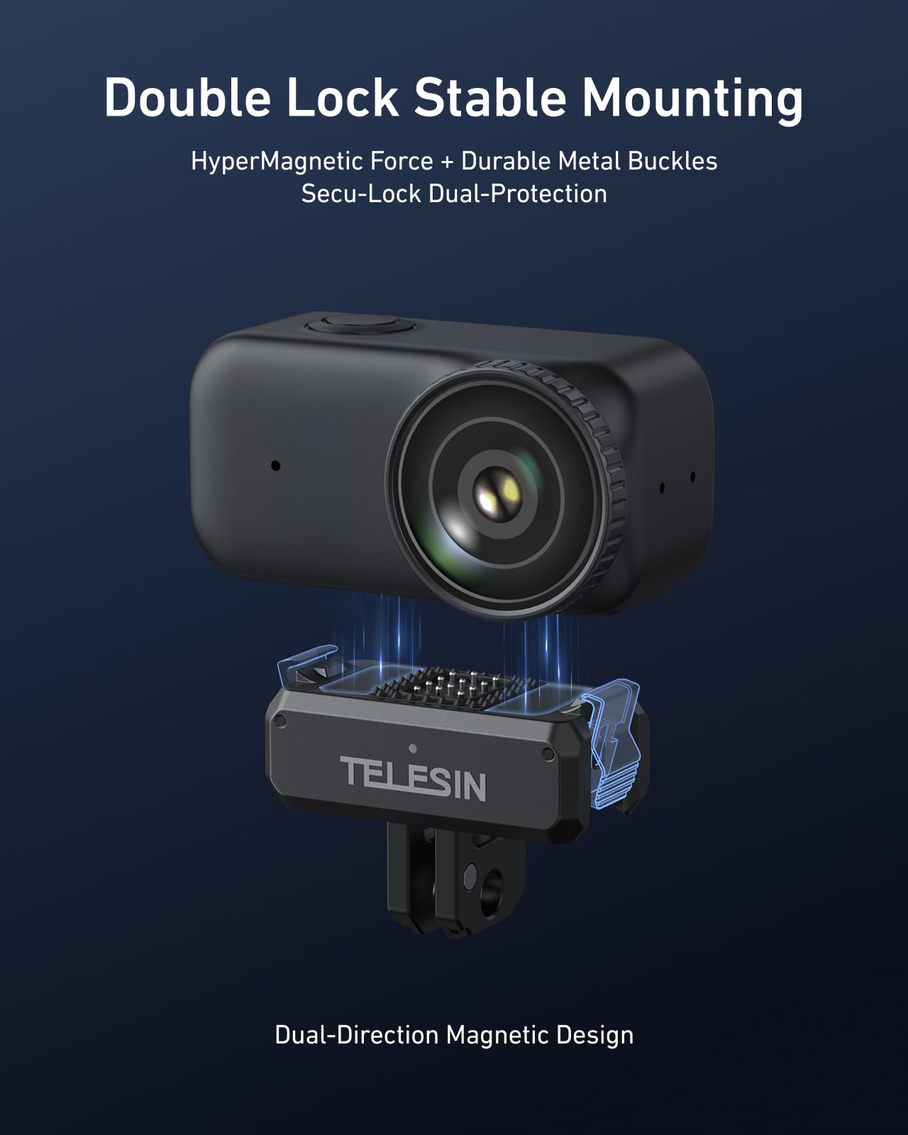 TELESIN Charging Adapter Base Mount for DJI Osmo Nano | Aluminum Alloy Magnetic Quick Release Dual Claw Mount with Folding Finger, 1/4 Screw Hole
