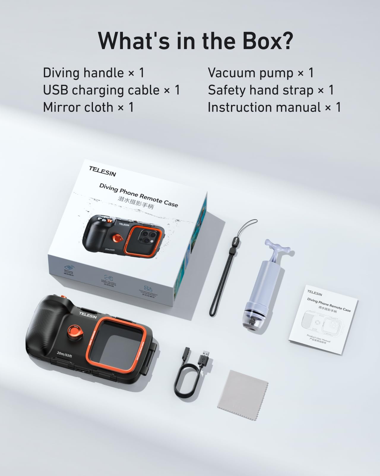 TELESIN Underwater Mobile Phone Waterproof Dive Case | 20 Meter Depth Diving Snorkeling Universal Dive Housing Handle Grip for iPhone, Samsung and Most Smartphones