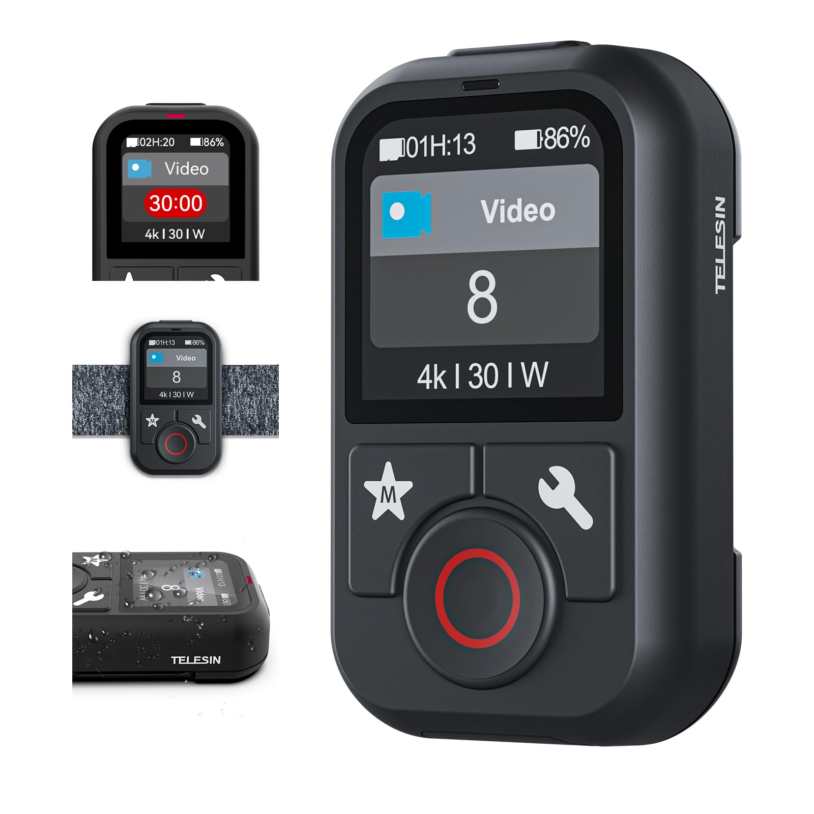 TELESIN Upgraded T13 Bluetooth Waterproof Remote Control for GoPro HERO13 | Multi-Language LCD Dispaly Compatible with GoPro 13 12 11 10 9 8 Max Action Camera