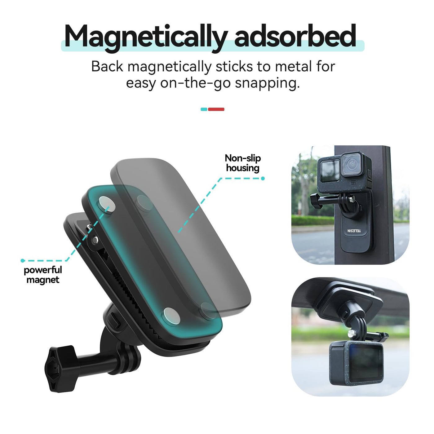 TELESIN S2 Quick Release Magnetic Backpack Strap Mount | 360 Degree Swivel Clip Compatible with GoPro Insta360 DJI Action Osmo Pocket Accessories