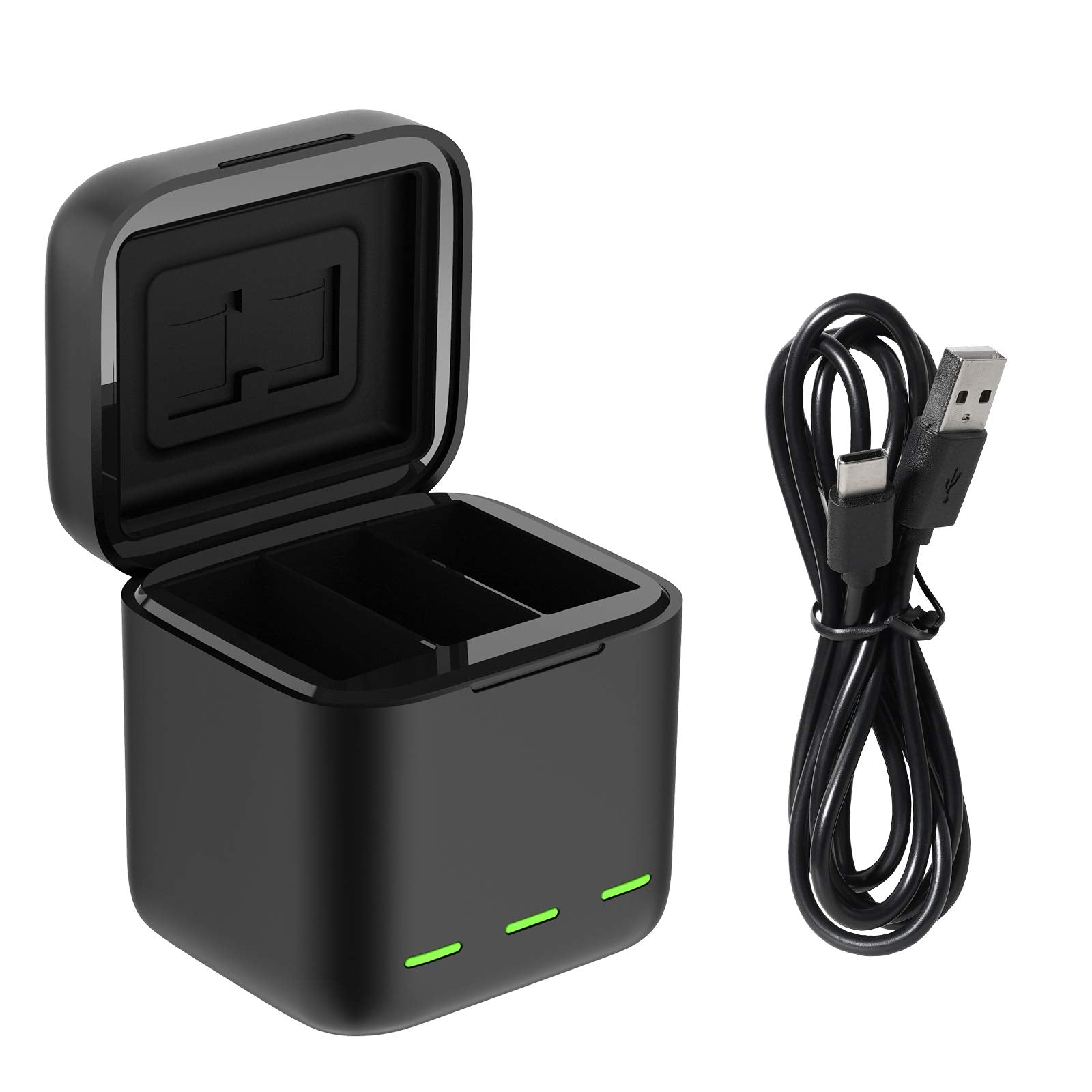TELESIN 3 Slots Storage Charger Box For GoPro HERO12 HERO11 HERO10 HERO9 Black Action Camera