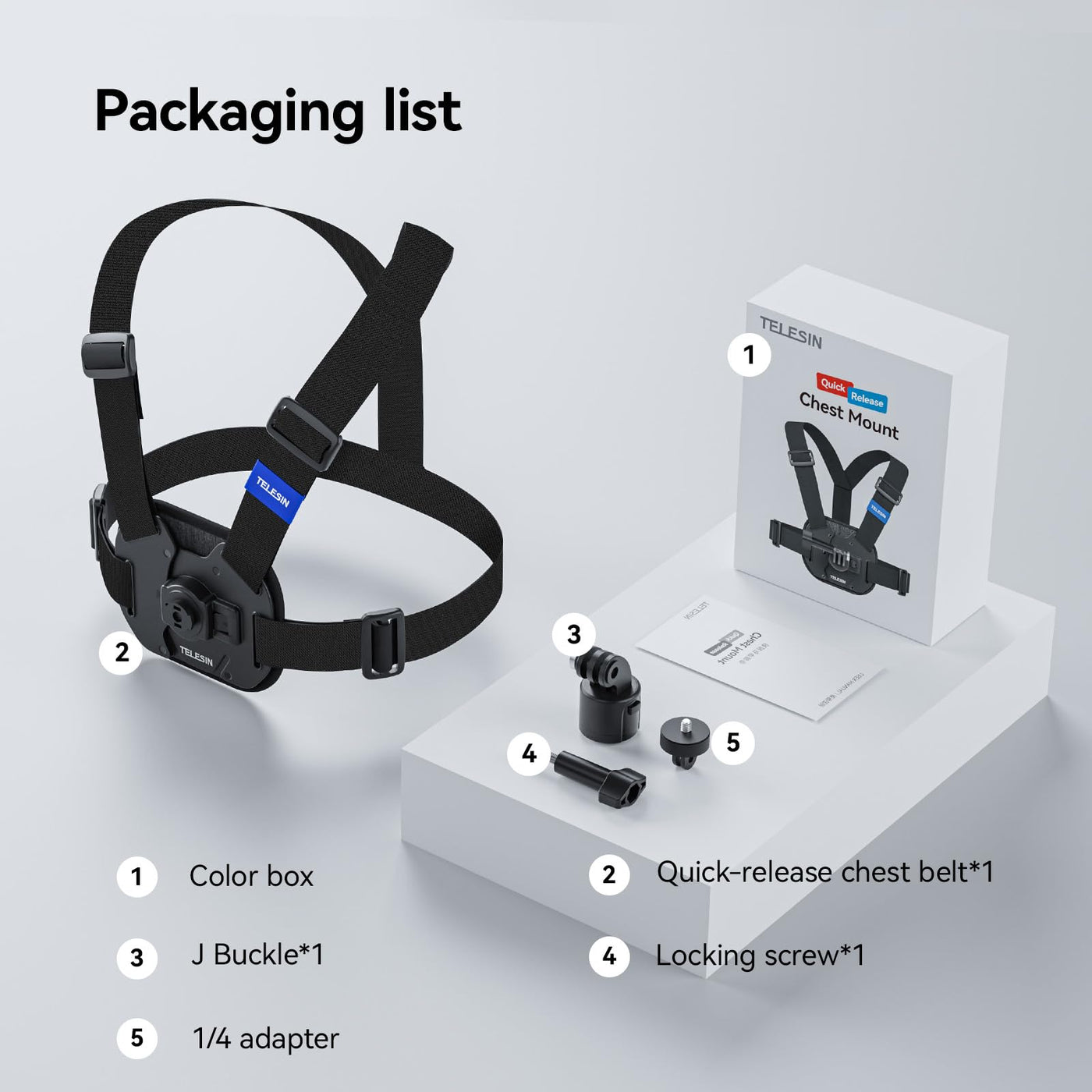 TELESIN S2 Upgraded Quick Release Chest Mount Compatible with GoPro Insta360 DJI Osmo | Action Camera Chest Strap Harness