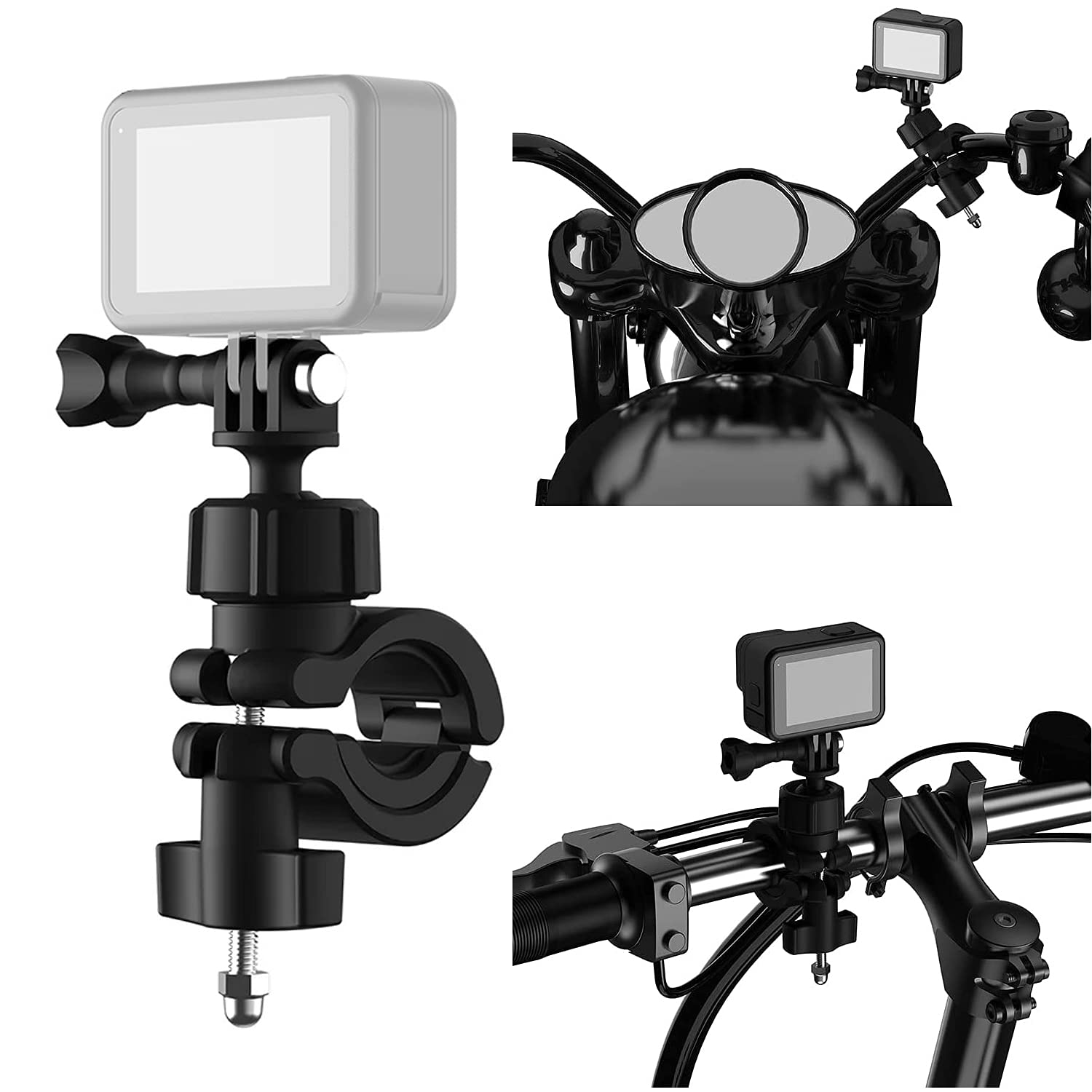 TELESIN Action Camera Bike Handlebar Mount Clip for GoPro with Adjustable Design, Motorcycle Handlebar Mount for DJI Action 2/OSMO Action/Pocket 2/Pocket/Insta360