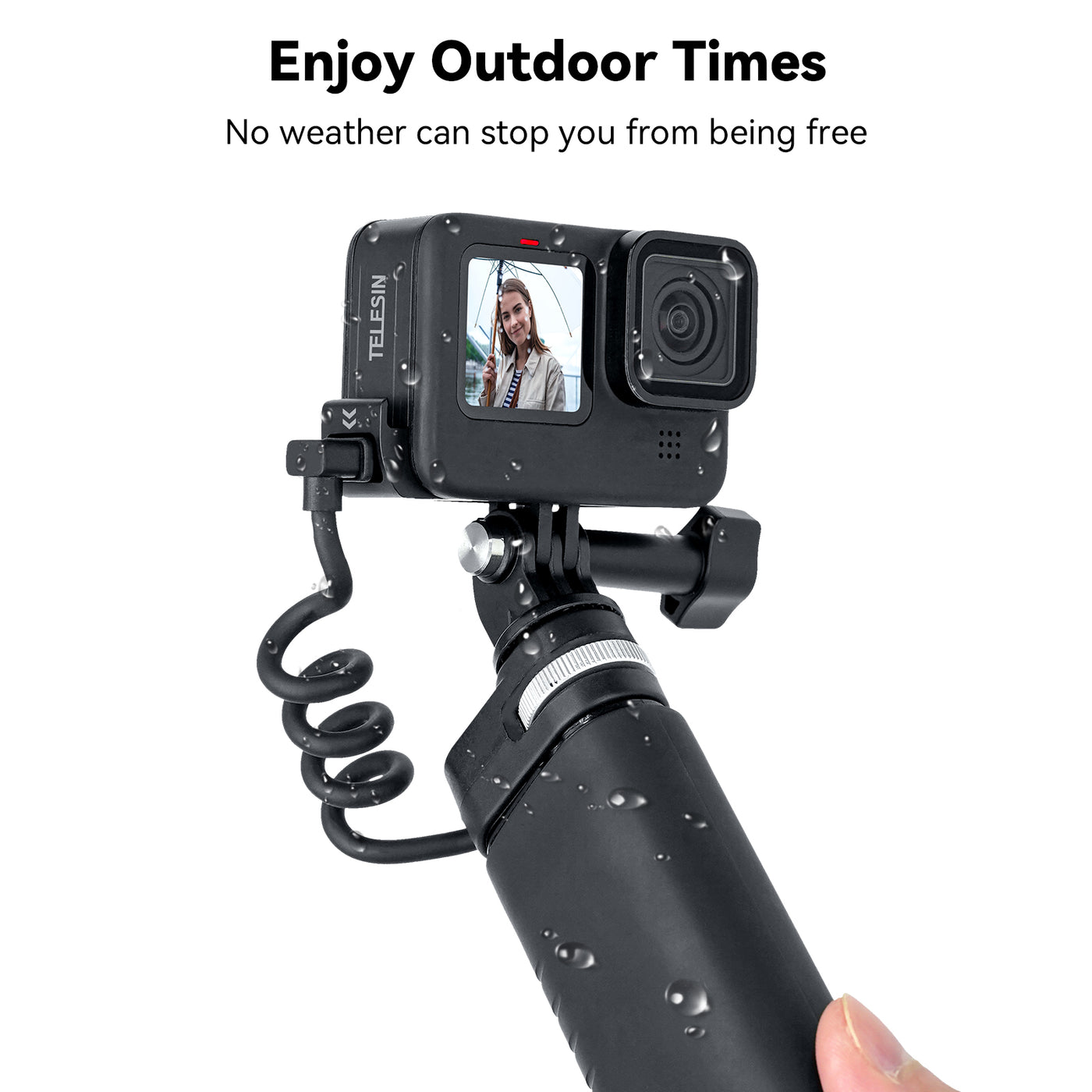 TELESIN Plastic Rechargeable Side Cover Rainproof Snowproof for GoPro Hero 12 Hero 11 Hero 10 Hero 9 Black