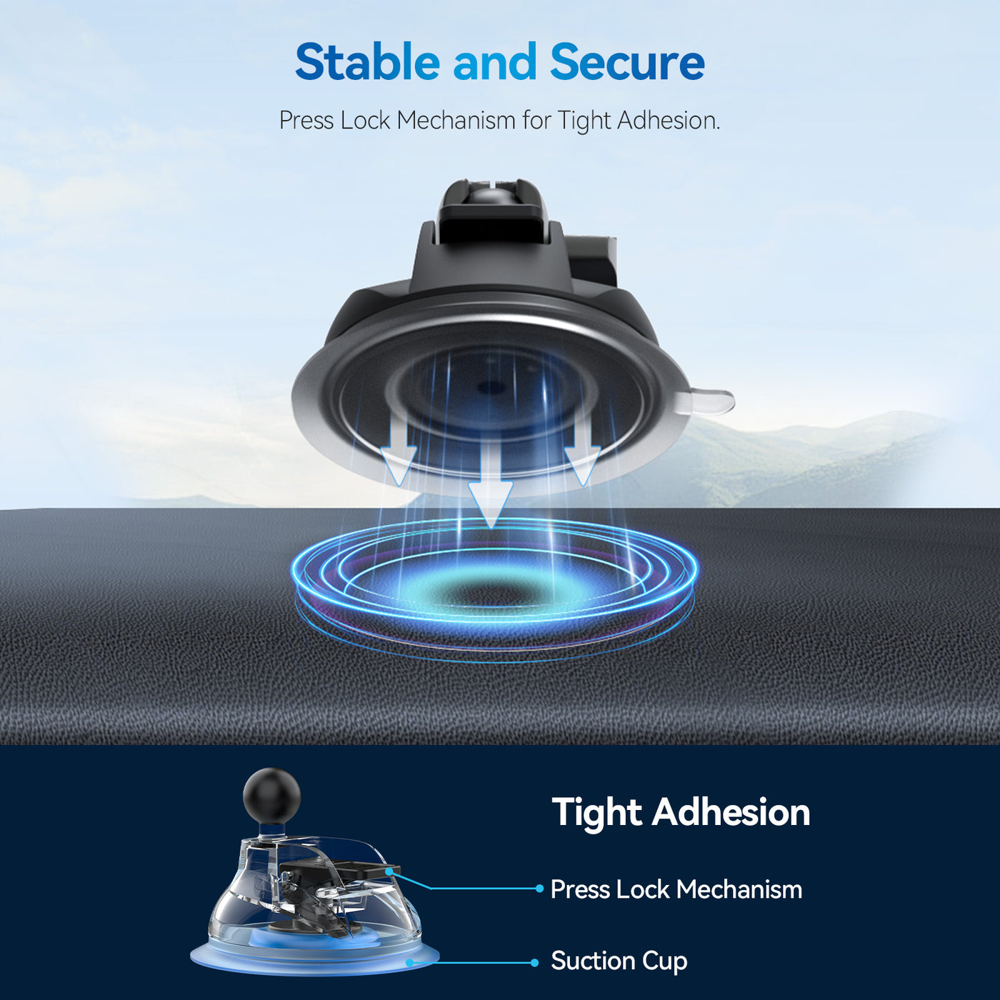 TELESIN Magnetic Suction Cup Mobile Phone Car Mount Compatible with MagSafe | 360° Adjustable Car Windshield Phone Holder Stand for iPhone Android