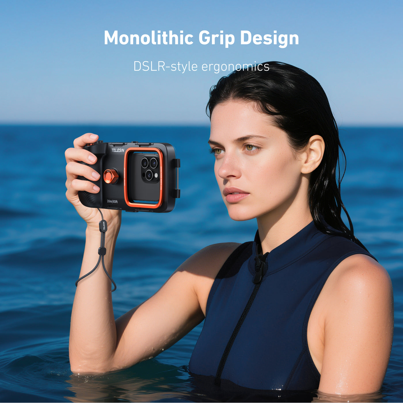 TELESIN Underwater Mobile Phone Waterproof Dive Case | 20 Meter Depth Diving Snorkeling Universal Dive Housing Handle Grip for iPhone, Samsung and Most Smartphones