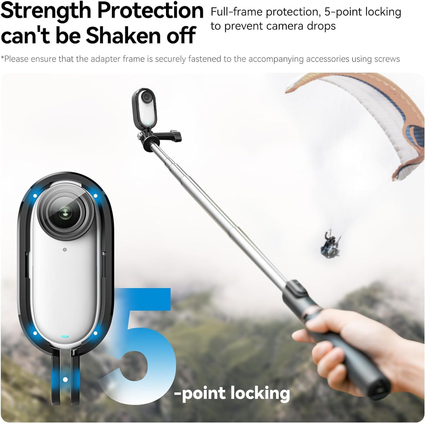 TELESIN Tripod Mount Adapter for Insta360 GO3 Action Camera | Plastic Frame Protective Mounting Case Compatible with Insta360 GO 3 Accessory
