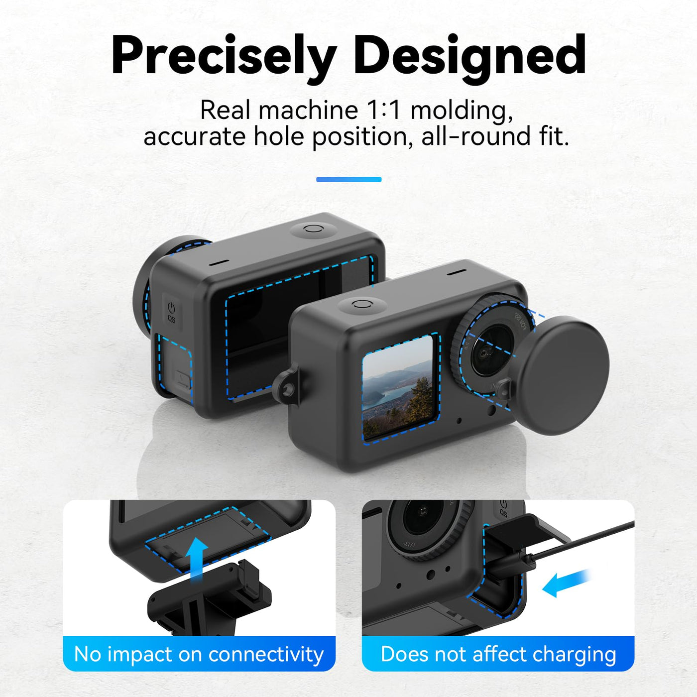 TELESIN Silicone Case with Lens Cap for DJI Osmo Action 5 Pro Action 4 Action 3 Silicone Protective Cover