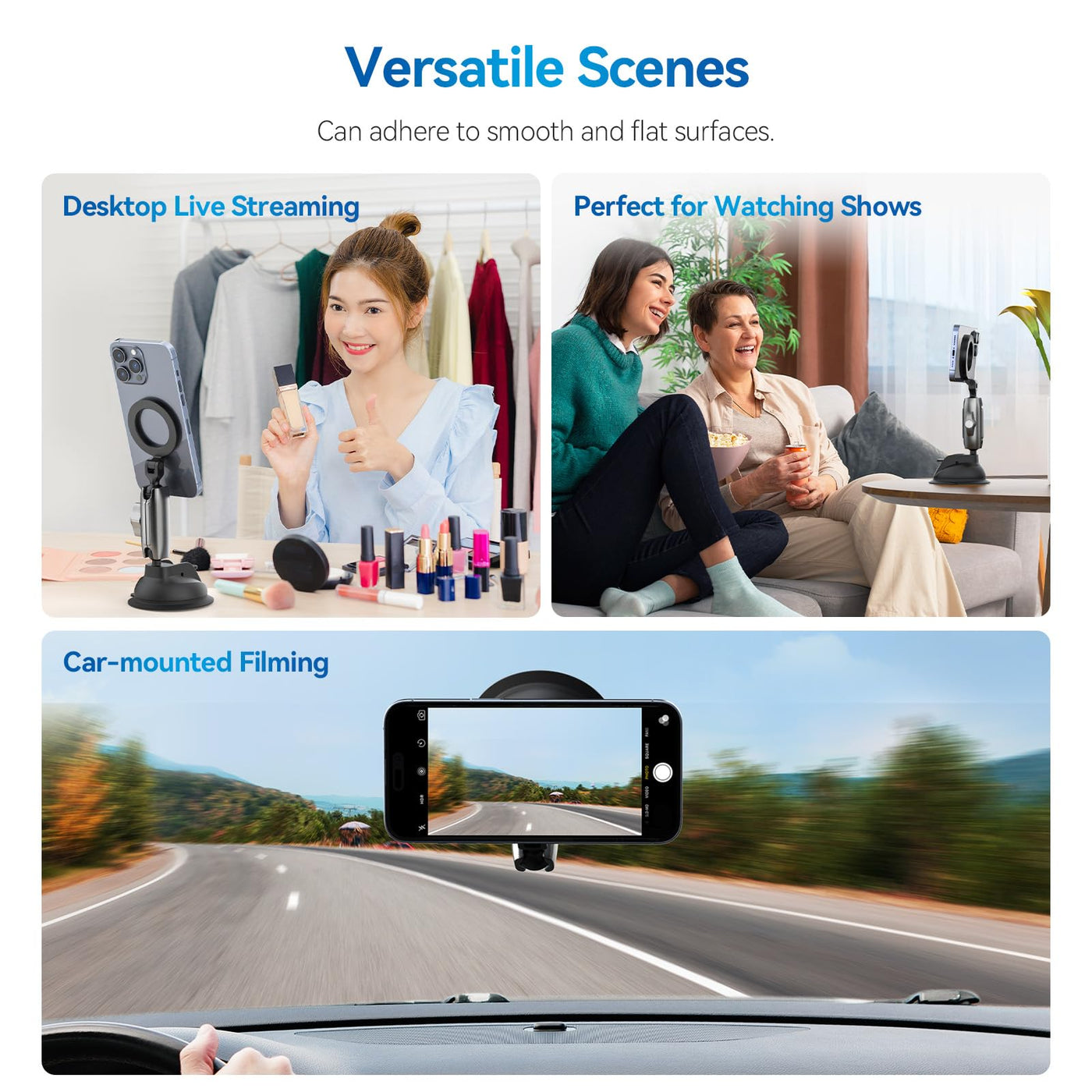 TELESIN Magnetic Suction Cup Mobile Phone Car Mount Compatible with MagSafe | 360° Adjustable Car Windshield Phone Holder Stand for iPhone Android