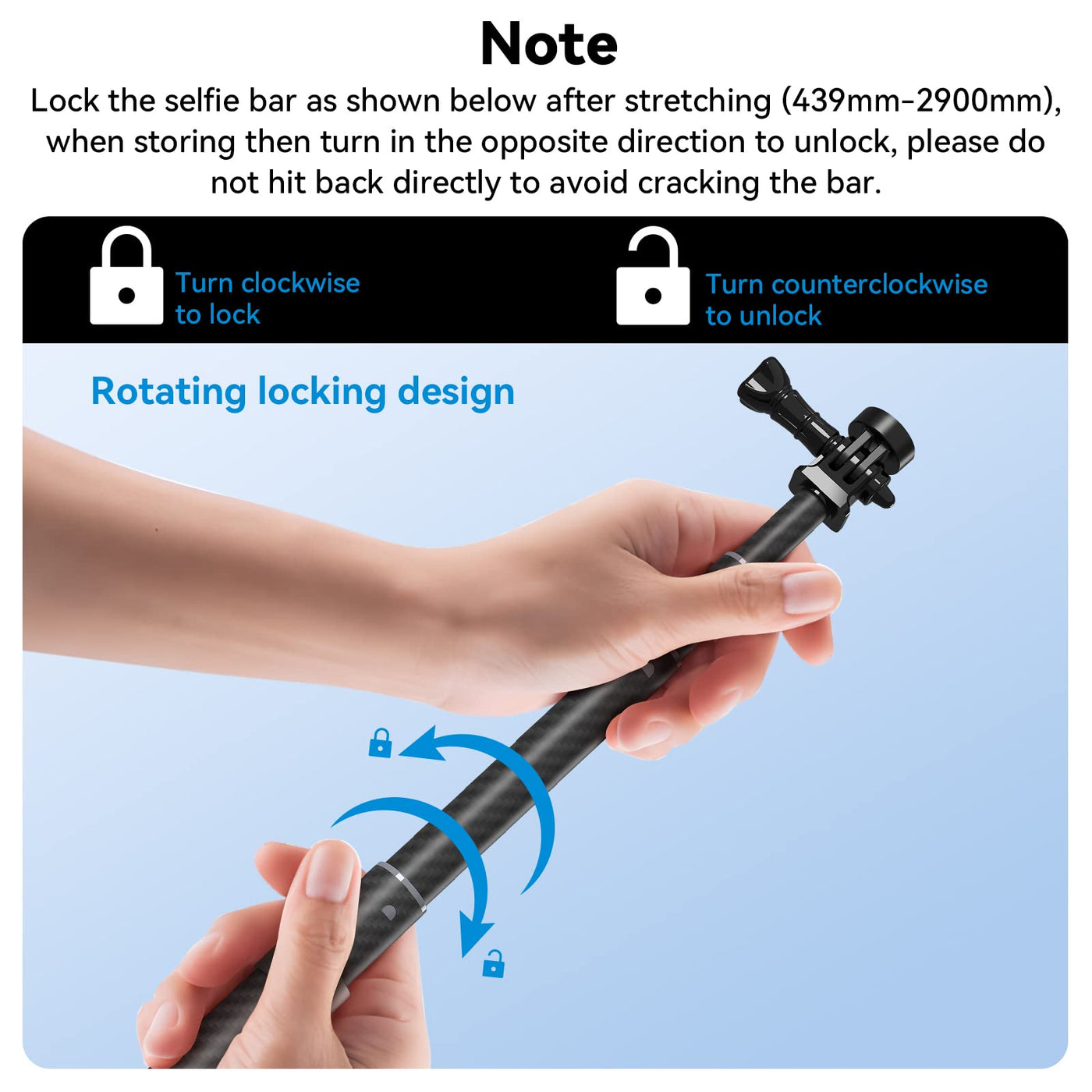 TELESIN 2Nd Gen 3 Meter Ultra Long Carbon Fiber Selfie Stick for Action Camera