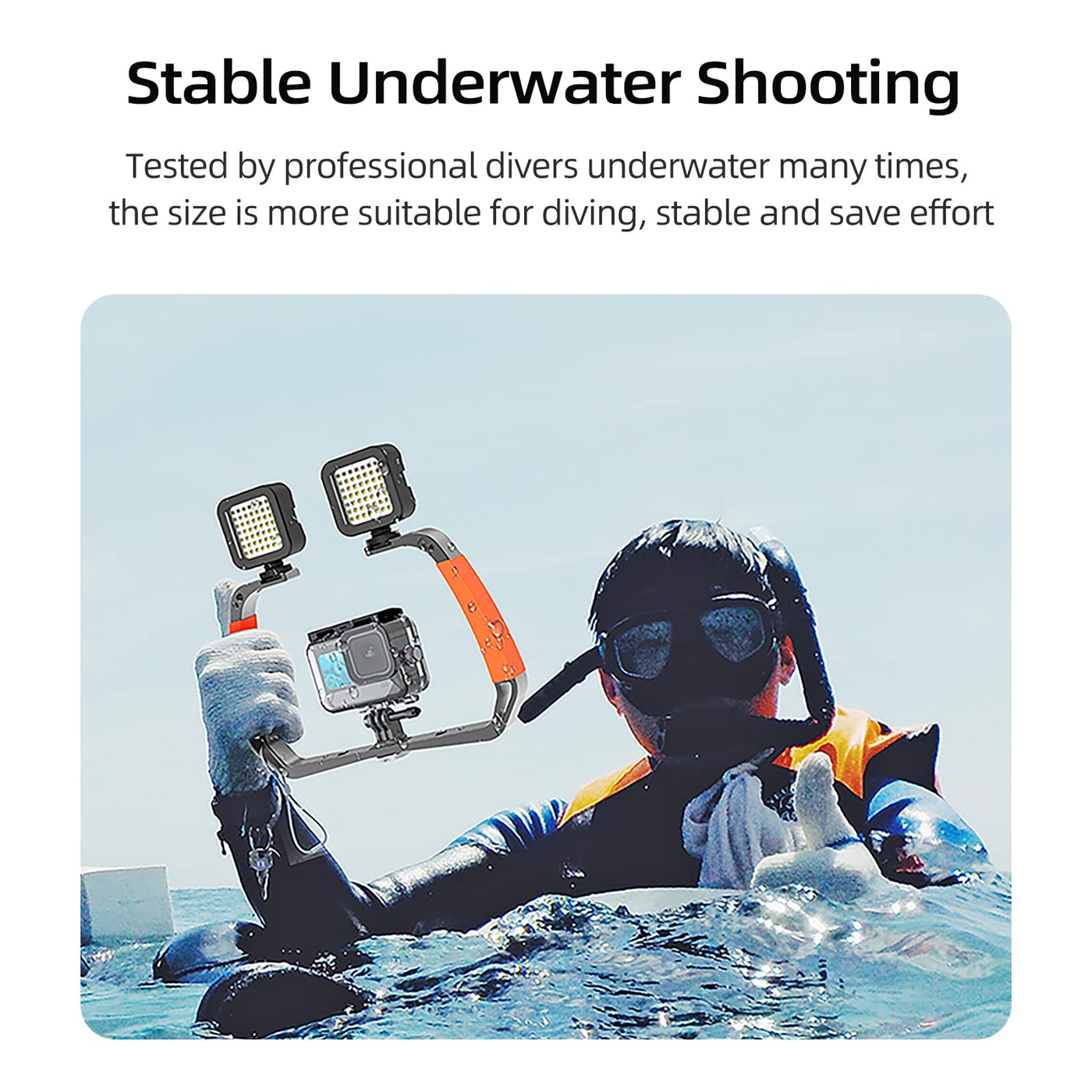 TELESIN Diving Rig Handheld Stabilizer for GoPro HERO 11 10 9 8 with Cold Shoe Mount Wrist Strap for DJI Action 2 Osmo Action Insta360 ONE R Action Cameras