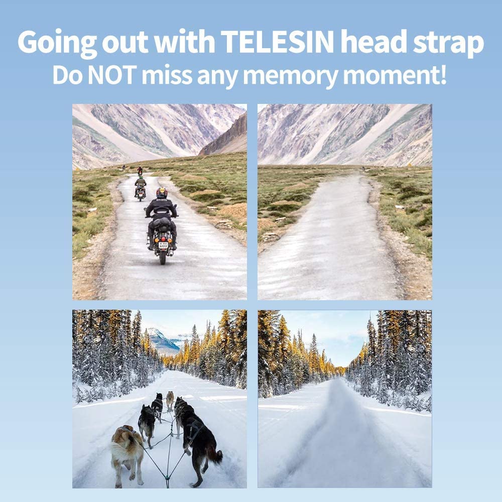 TELESIN Head Strap Mount 180° Rotation Front & Back Dual Angle with Quick Release Hat Clip Compatible with GoPro Hero 11 10 9 8 7 6 MAX Insta360 One R One X2 GO2 DJI Action 2 Osmo Action Pocket