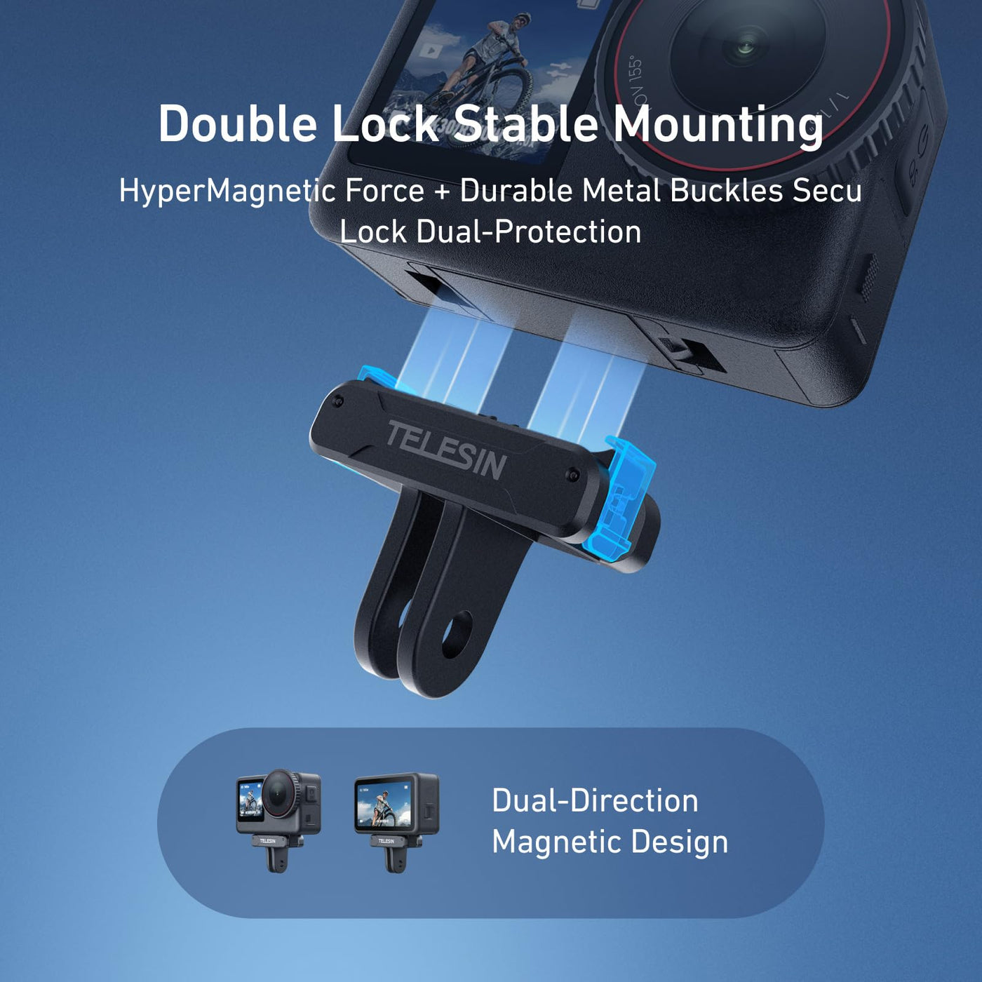 TELESIN Magnetic Quick Release Adapter Mount for DJI Osmo Nano, Osmo Action 6 | Adapter Base with Hyper-Magnetic Force and Metal Latches, Shock-Absorbing Silicone Pad for DJI Osmo Nano, Osmo Action 6