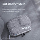 TELESIN Small Carry Case for GoPro HERO13/12/11/10/9/8, Pocket Size Protective Case Travel Bag with Half Open Zipper Supports Connecting with Selfie Stick and Tripod Accessories -Grey