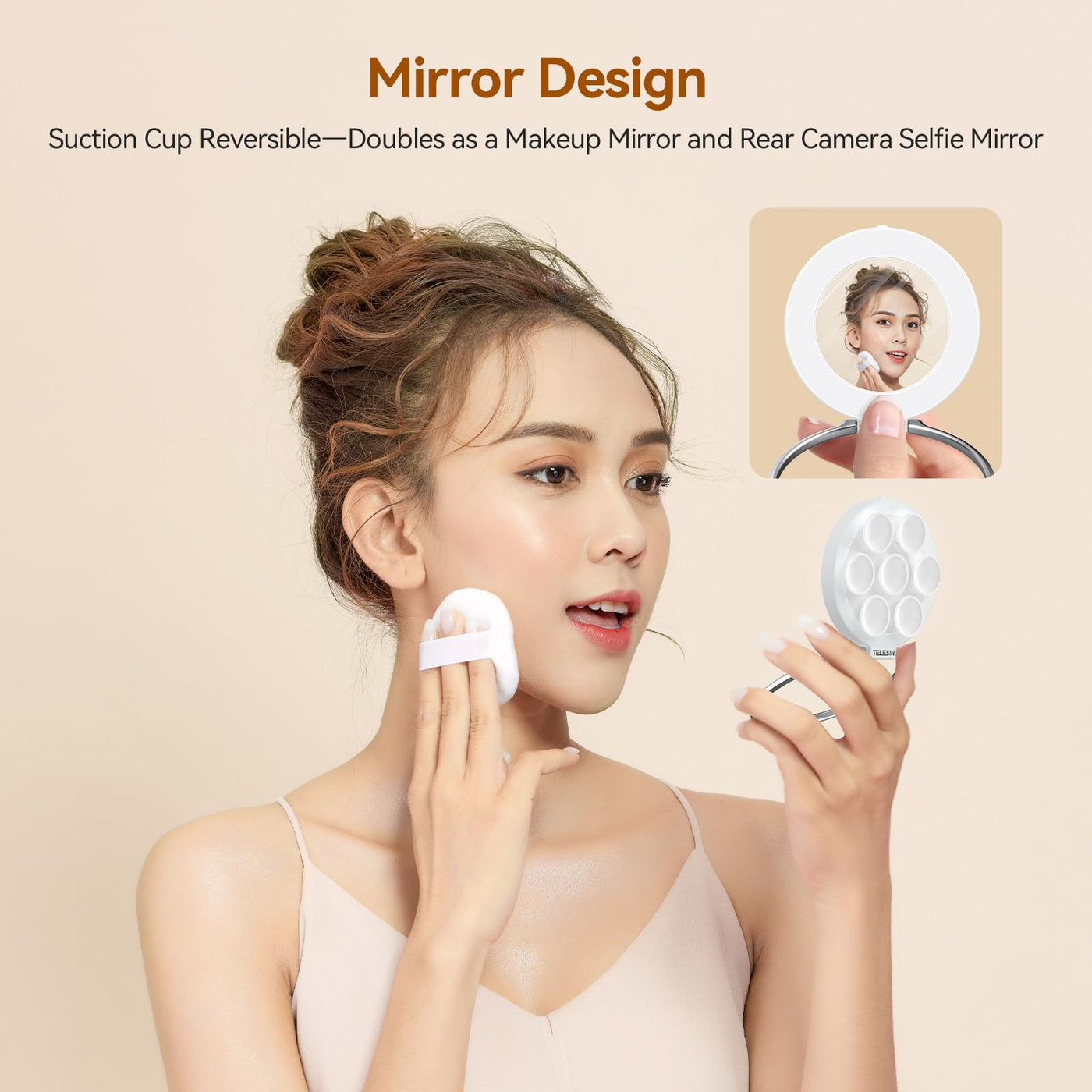 TELESIN Magnetic Suction Phone Mount | Anti-Slip Mirror Shower Hands-Free Phone Holder Compatible with MagSafe iPhone 17 16 15 14 13 12 & Magnetic Phone Case