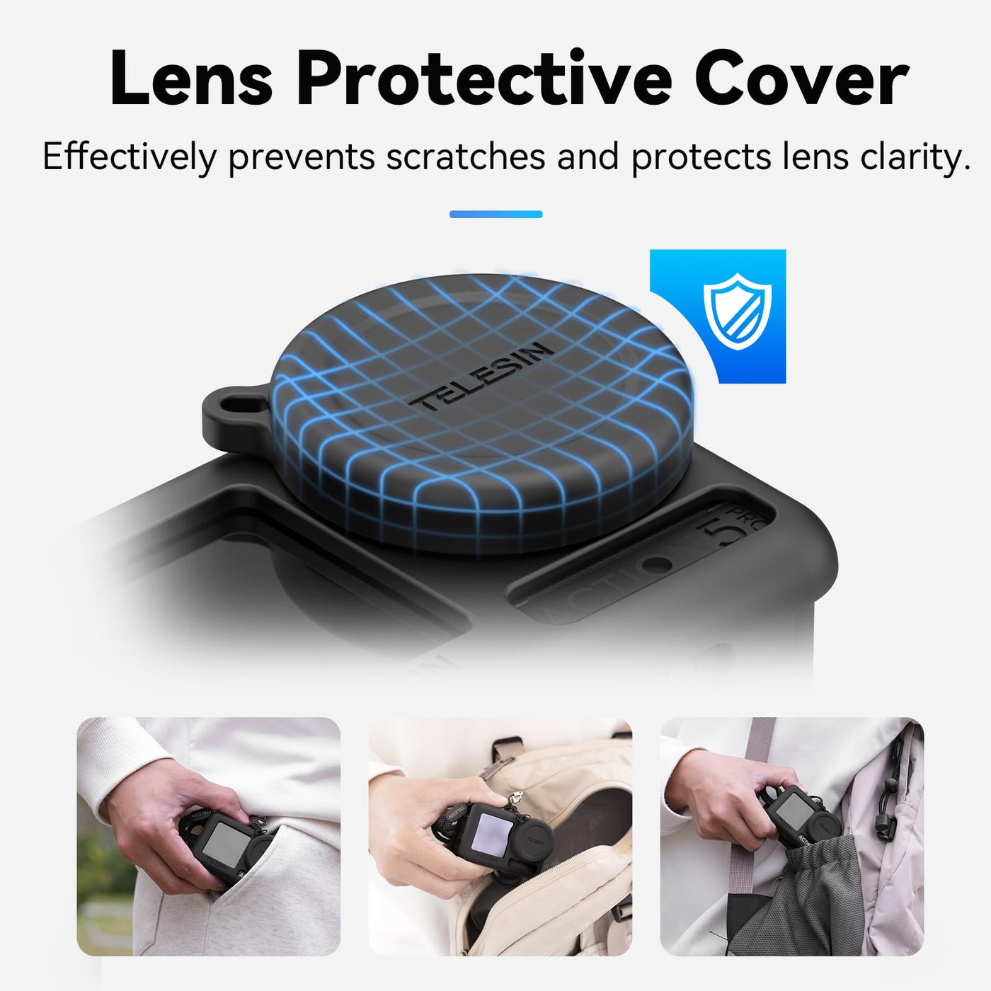 TELESIN Upgraded Silicone Case 2.0 For DJI Osmo Action 3 4 5 Pro with Lens Cap | Drop Proof DJI Action 3 4 5 Protective Case