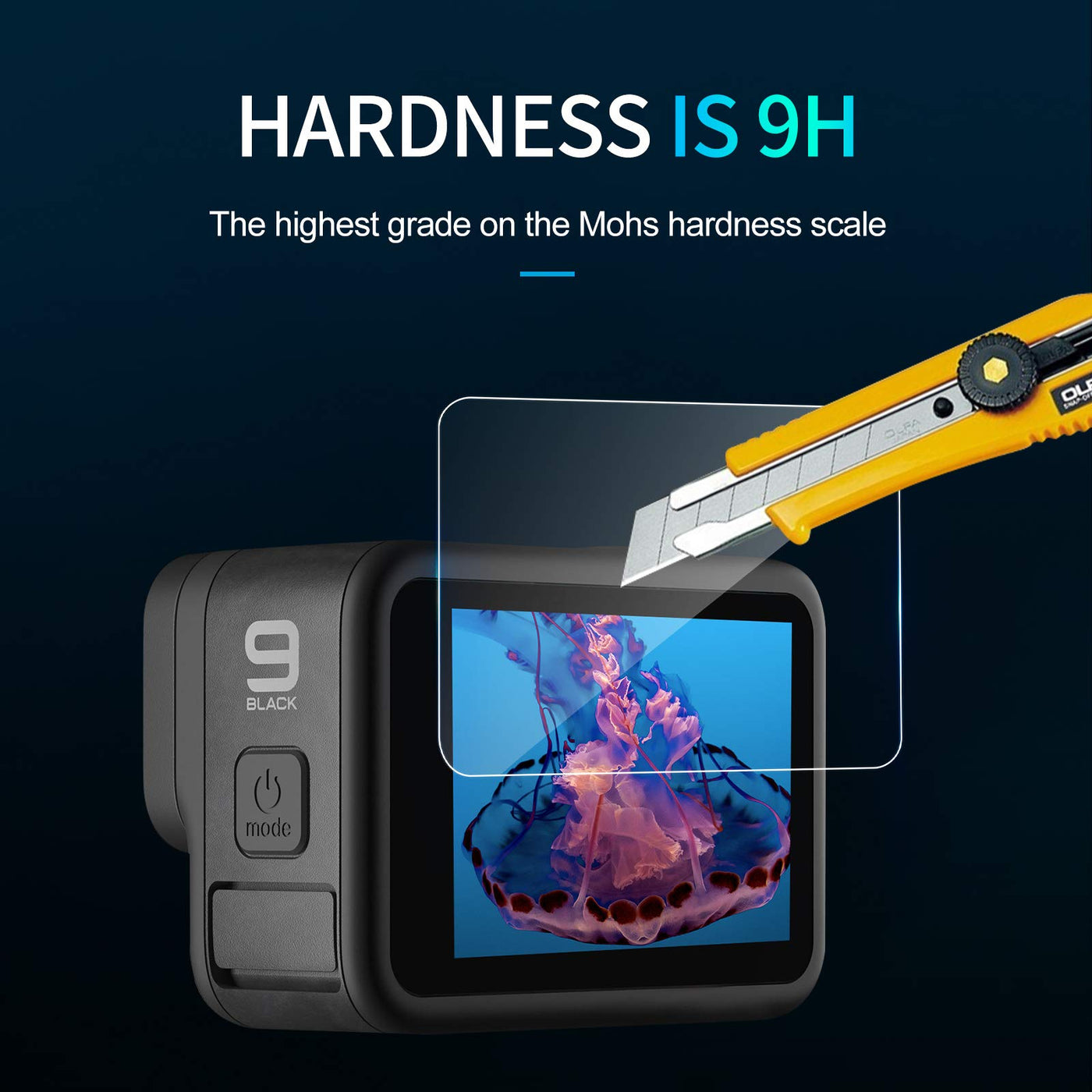 TELESIN Tempered Glass HD Film Screen Protector for GoPro Hero 12 Hero 11 Hero 10 Hero 9 Black Tempered Glass for Screen and Lens, HD Film for Front LCD Display