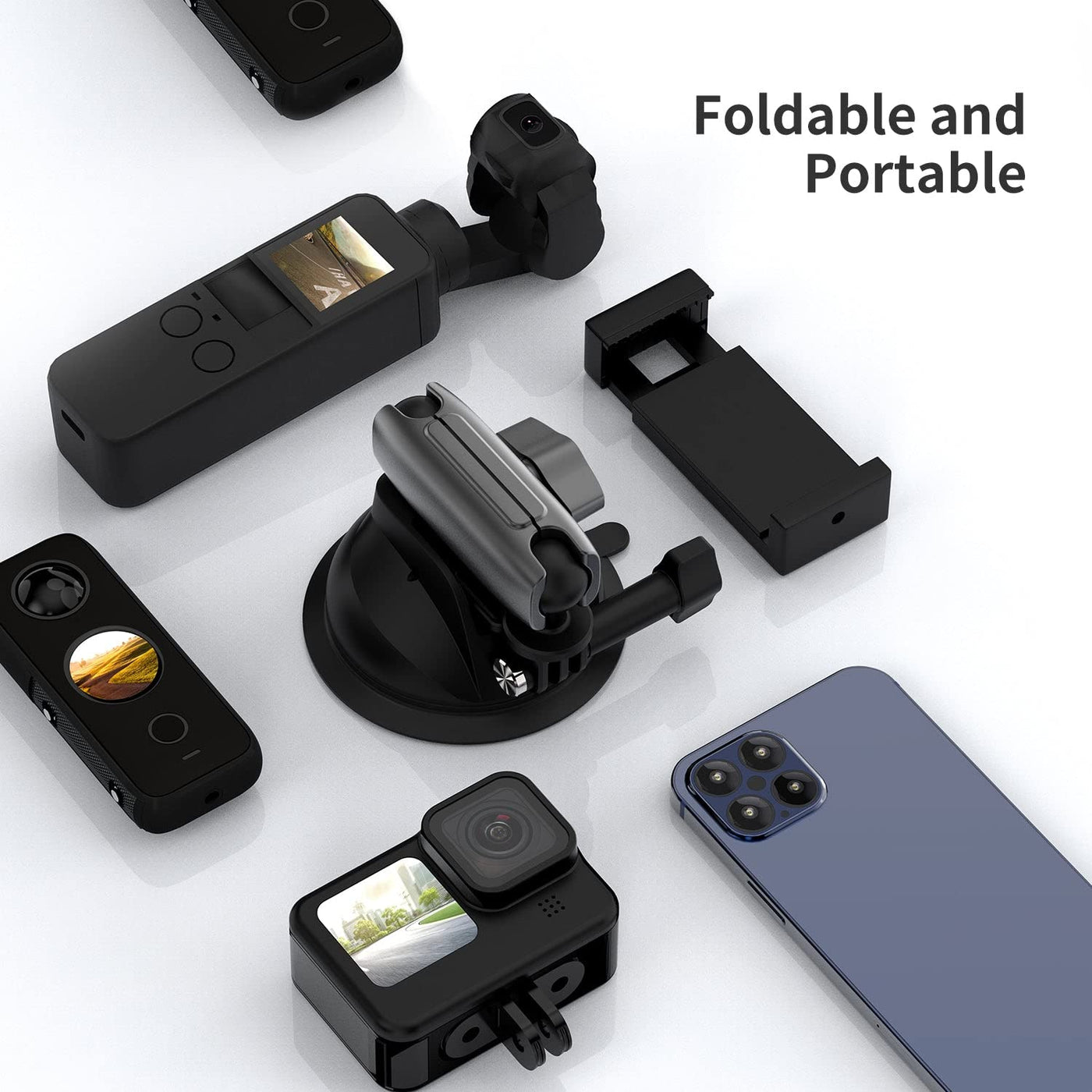 TELESIN Action Camera Universal Suction Cup Mount 360 Degree Rotatable for GoPro, Insta 360, DJI Action 2, Osmo Action, Osmo Pocket and Mobile Phone